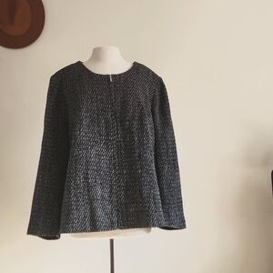 Jessica London Black Plaid Wool Blazer Jacket size 28